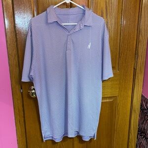 Johnnie-O Polo Shirt Purple White Striped Large
